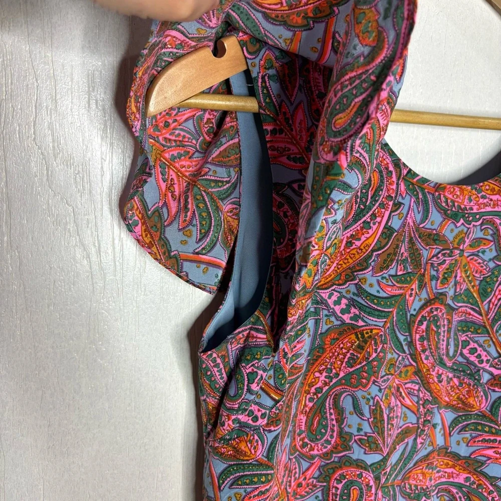 J.Crew paisley silk ruffle sleeve shift dress size 4 petite